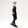 thumbnail image 4 of Lycody 4pcs Boys Slim Fit Suits Striped Formal Suits Set Toddler Kids Blazer Pants Vest Shirt Bow tie Wedding Tuxedo Dress Suits for Teen Boys, 4 of 5