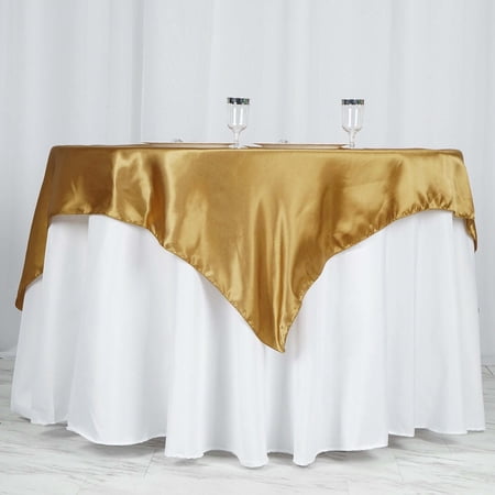Efavormart 60" SATIN Square Tablecloth Overlay For Wedding Catering Party Table Decorations GOLD Square Tablecloth Cover