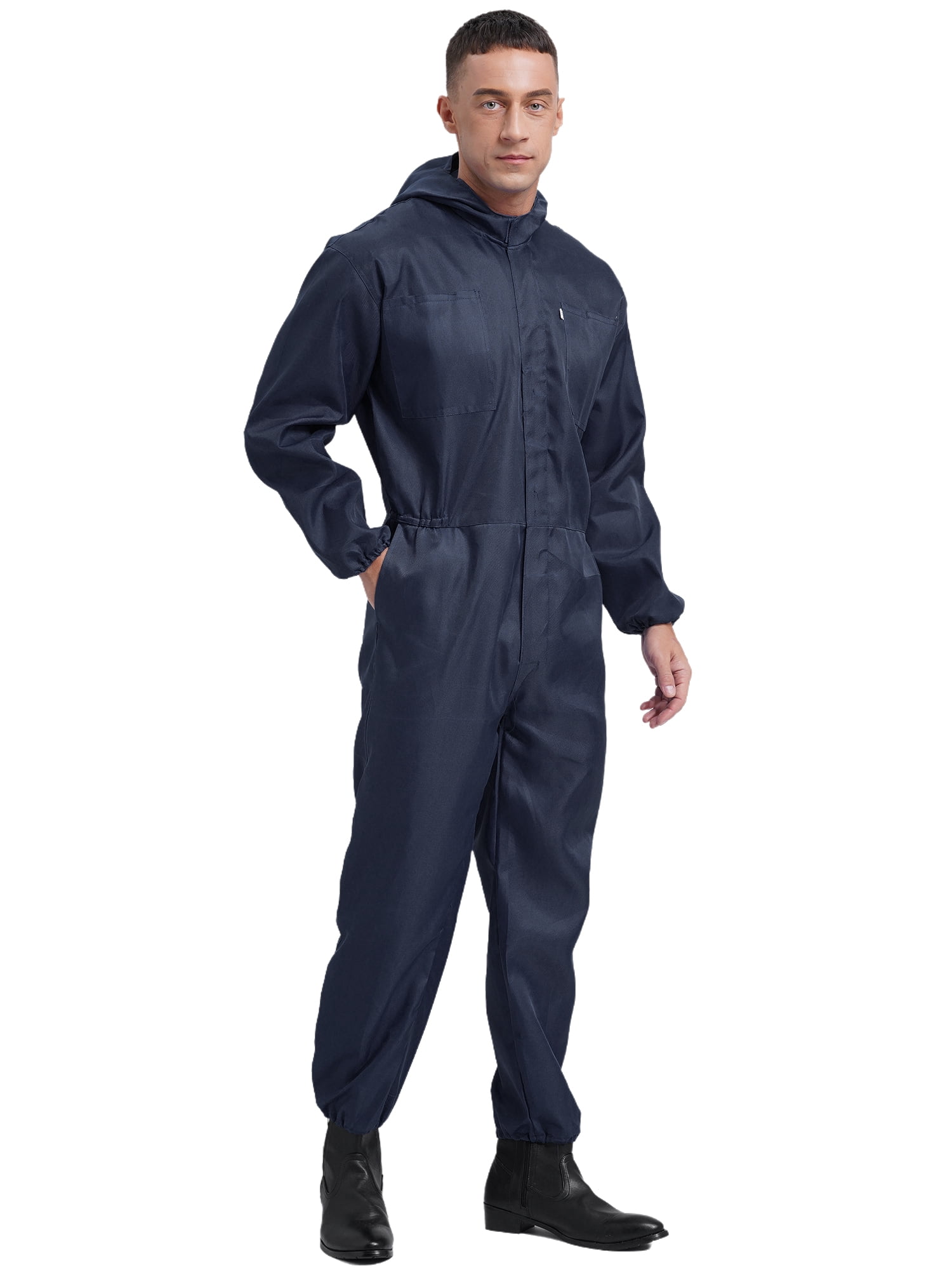 inhzoy Mens One Piece Work Jumpsuit Long Sleeve Zip-Up