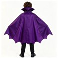 thumbnail image 4 of Vampire Cosplay, Vampire Cos, Vampire Outfits, Bat Wing Vampire Cape Costume Set, Grey Vest Black Long Sleeve Shirt Purple Lined Bat Cape, Gothic Vampire Cosplay Outfit for Halloween Party, Black L, 4 of 4