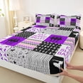 thumbnail image 3 of Homewish Modern Ballet Lover Bed Sheets, Purple Plaid Buffalo King Sheets, Cartoon Stars Line Sheet Set, Luxury Bedroom Decor, 4pcs, 3 of 7
