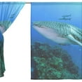 thumbnail image 3 of GZHJMY Ocean Shark Whale Sheer Window Curtain Panel Drape 55x84 Inch for Living Room Bedroom Kids Room 2 Piece Home Decor, 3 of 4