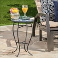 thumbnail image 4 of JERFIT Outdoor End Table with Mosaic Tile Top, Blue and White Ceramic Side Table with Iron Legs for Patio, Garden, Poolside, 4 of 10