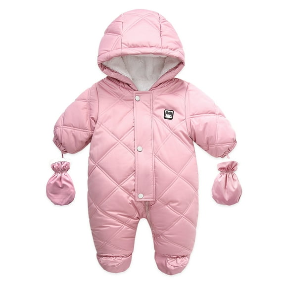 Hotiary Infant Baby Jumpsuit Outfit Toddler Snowsuit Winter Coat Fleece Hooded Romper Jumpsuit Boys Girls Onesie Warm Bodysuit for 6-24 Months