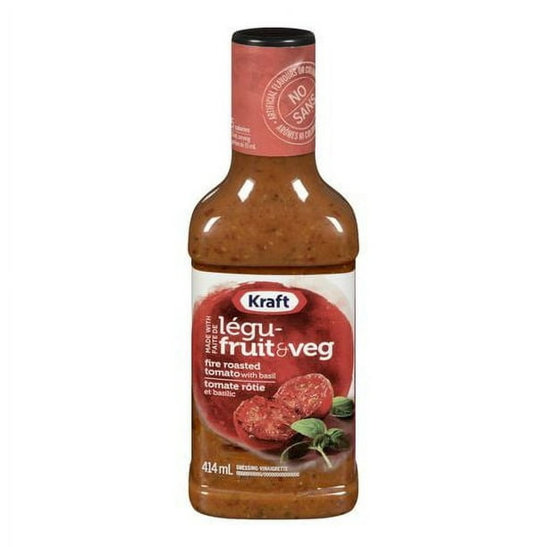 Kraft Légu-fruit & veg Vinaigrette Tomate rôtie et BASILIC Kraft Légu-fruit & veg Vinaigrette Tomate rôtie et BASILIC 414&nbsp;ml