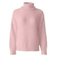 thumbnail image 3 of Sweaters for Women Trendy Winter High Neck Knitted Sweater Long Sleeve Rolled Edge Pullover for Cozy Fall Turtleneck Top, 3 of 3