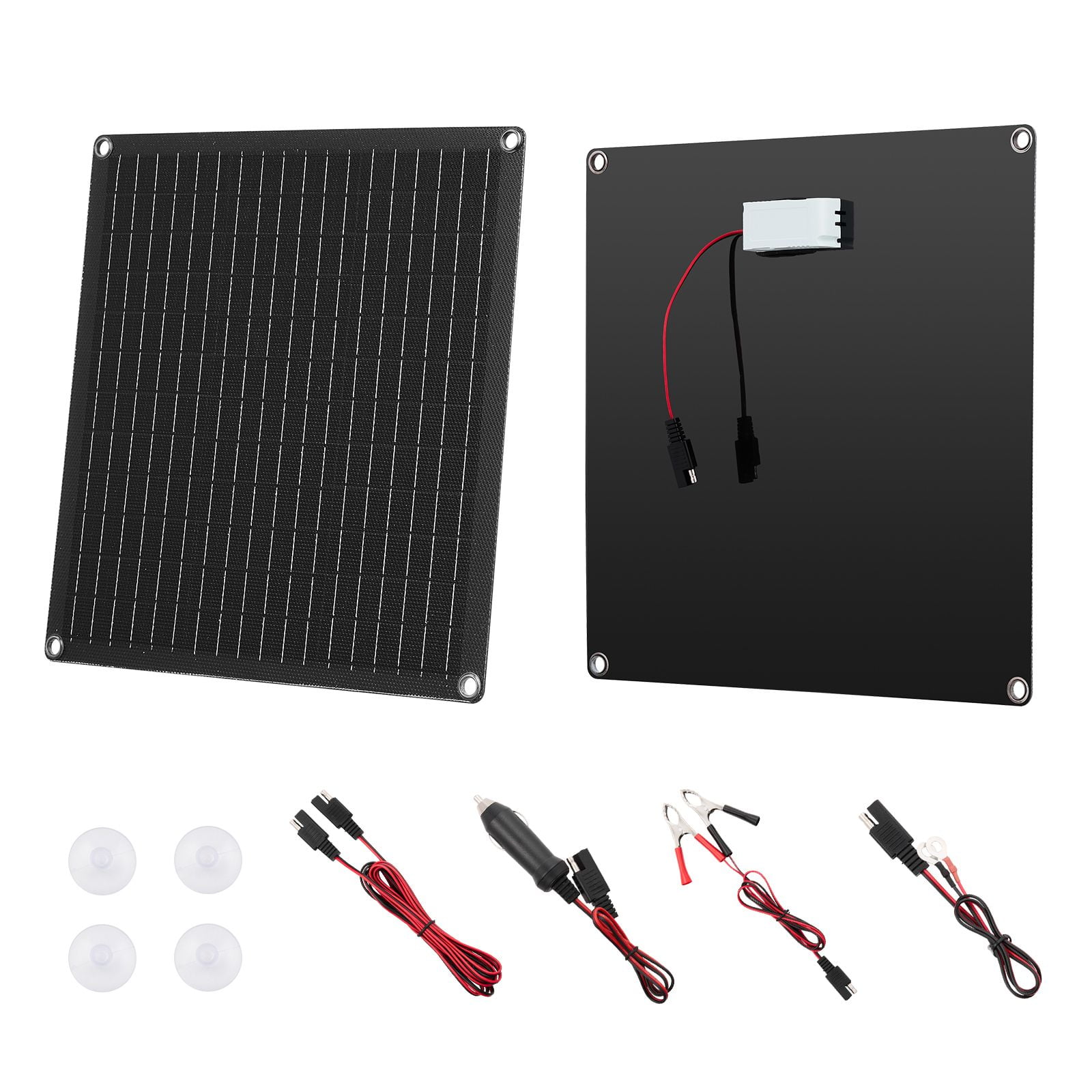 20W 12V Solar Panel Battery Charger, Solar Battery Trickle Charger Maintainer with Built-in Smart Controller & 3 Connection Cables, IP67 Waterproof Portable for RV Car Motorcycle Boat Van Camper