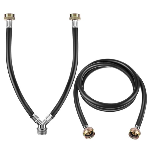 Y Mixer Hose Connector with Washing Machine Hose, Hot and Cold Water Supply Splitter and Washing Machine Connector