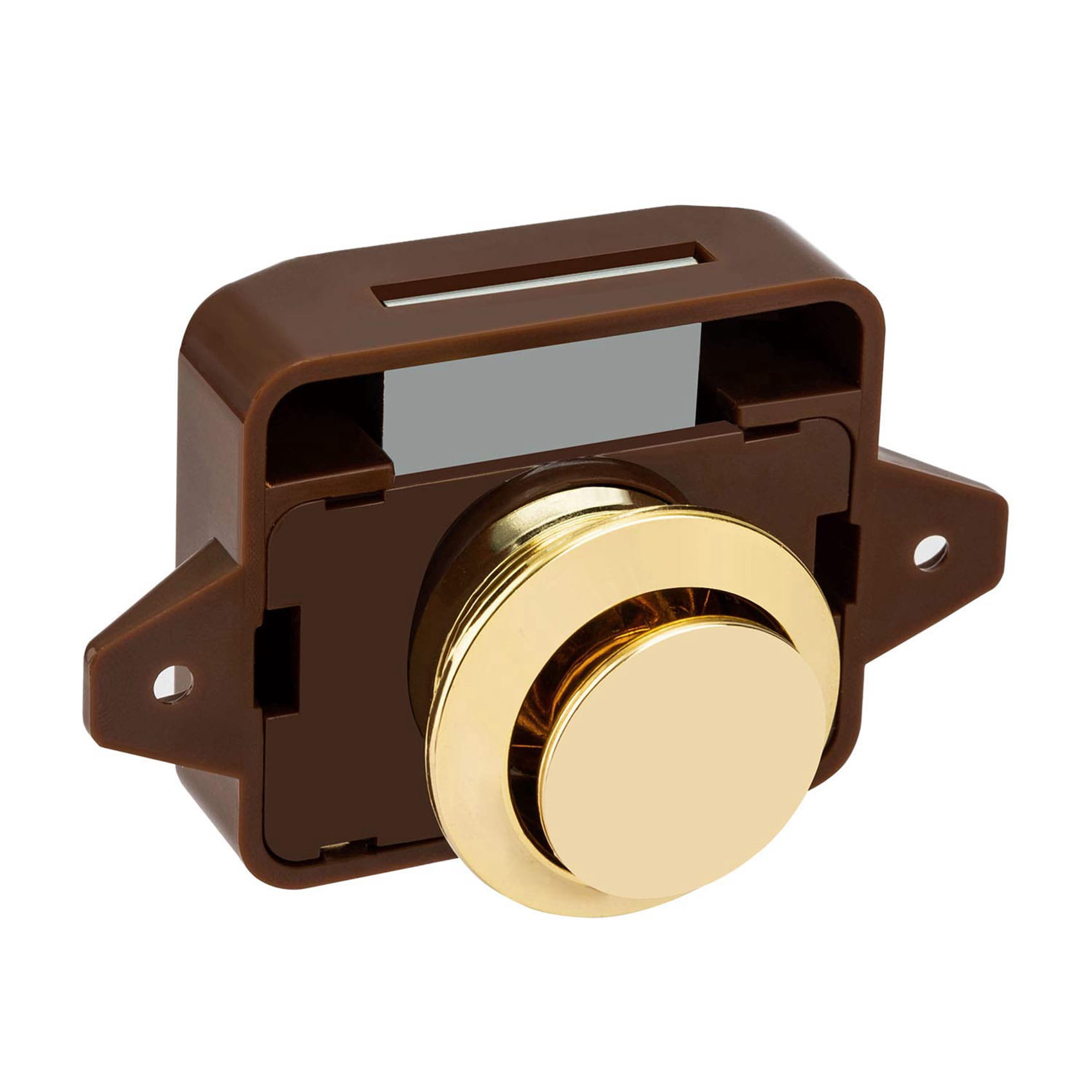 15Pcs Keyless Push Button Catch Door Knob Lock for RV Caravan Cabinet Boat Motor Home Cupboard, Brown Gold