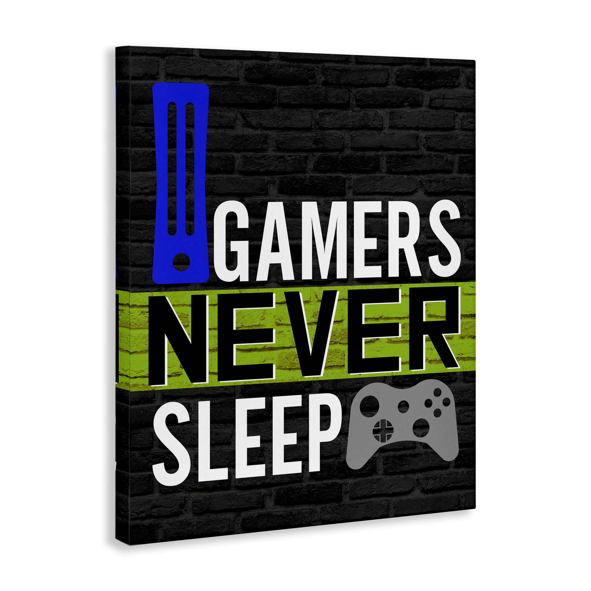 Stupell Industries Gamers Never Sleep Typography Painting Gallery Wrapped Canvas Art Print Wall Art, 36 x 48