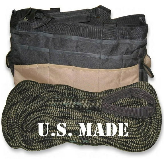 U.S. made 5/8 inch X 20 ft MILITARY OD GREEN Safe-T-Line® Kinetic SNATCH ROPE with Heavy-Duty Carry Bag - UTV/ATV VEHICLE RECOVERY