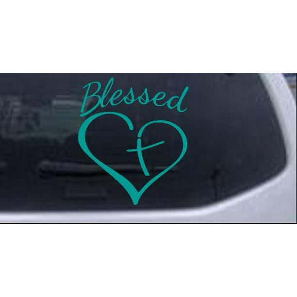 Blessed with Heart and Cross Car or Truck Window Decal Sticker