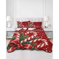 thumbnail image 2 of Twin XL Quilt Bedding Set, Christmas Reversible Summer Quilt 3 Pieces, Xmas Canes Berries Pine Cone Red Dotted Lightweight Bedspreads Coverlets with 2 Pillow Shams for All Seasons, 2 of 5