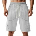 thumbnail image 2 of BLCHUNen Mens Work Shorts Drawstring Elastic Waist with Button Pockets Outdoor Hiking Camping Cargo Shorts, 2 of 7