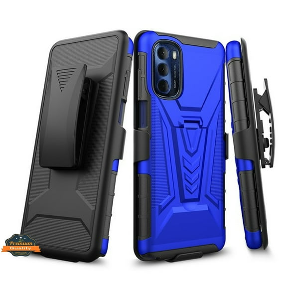 For Nokia G400 Swivel Belt Clip Holster with Built-in Kickstand, Heavy Duty Hybrid 3in1 Shockproof Defender Phone Case Cover by Xpression - Blue