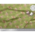 thumbnail image 3 of Soimoi Tissu en Poly Georgette Vert Imprimé Feuilles & Fleurs 1 Yard 42 Pouces de Large, 3 of 5