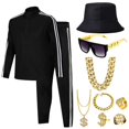 thumbnail image 1 of Conjunto de Chándal Casual con Cierre Completo para Hombre Estilo Rapero Hip Hop de los 80, 1 of 6
