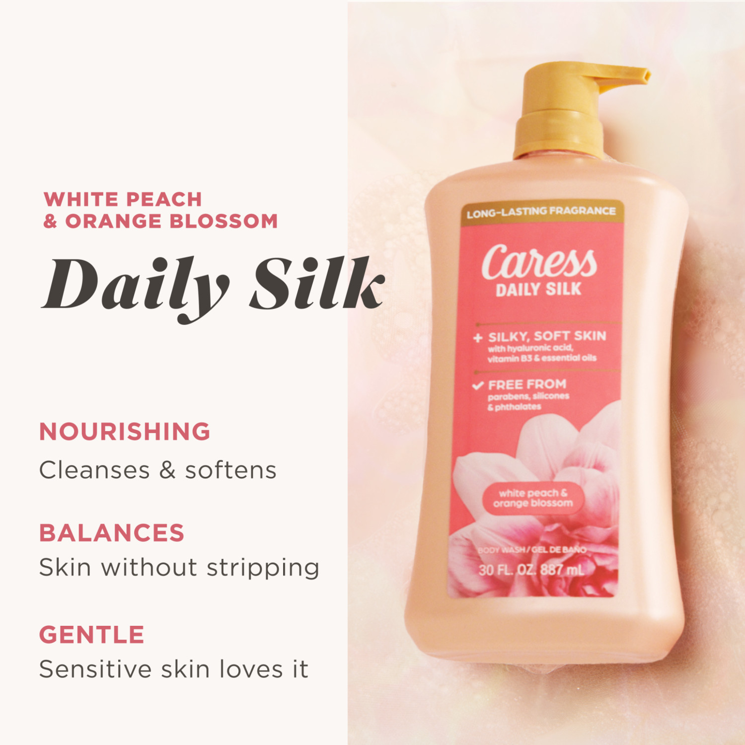 Caress Daily Silk Moisturizing Body Wash White Peach photo 2