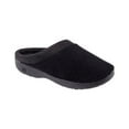 thumbnail image 3 of Isotoner Women's Terry and Satin Slip on Cushioned Slipper with Memory Foam for Indoor/Outdoor Comfort Flat Sandals BLK-8/9, 3 of 13