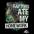 thumbnail image 2 of Boys' Husky Jurassic World Raptors Ate My Homework  Graphic Tee Black Medium, 2 of 3
