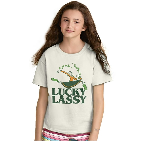 Olive Oyl St Paddys Lucky Lassy Girls Kids T Shirt Tees Teen Brisco Brands XS