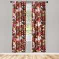 thumbnail image 3 of Ambesonne Floral Nature Print Curtains, Rose Peony Fall, Pair of 28"x95", Ruby Pale Pink and Yellow, 3 of 5