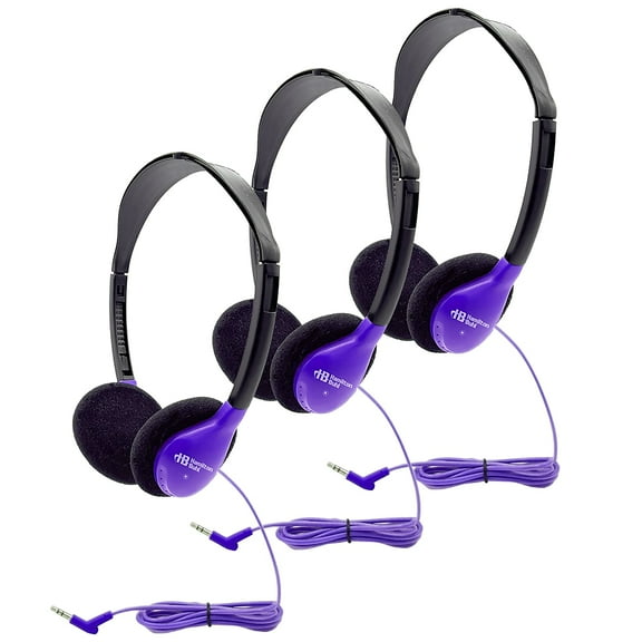 HamiltonBuhl Personal On-Ear Stereo Headphone Purple 3/Pack (HECHA2PPL-3)
