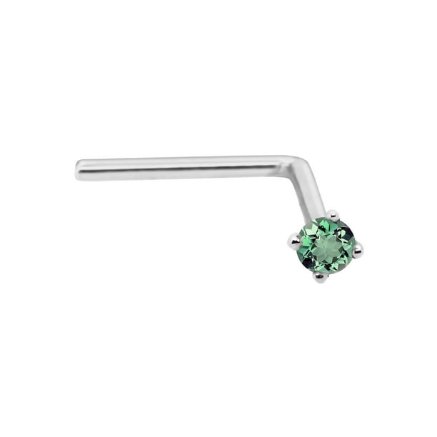 22G Solid 14K Yellow Gold or White Gold L-Shape Nose Stud with