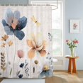 thumbnail image 4 of Shower Curtain Watercolor Flowers Leaf Shower Curtains for Bathroom Decor, Waterproof Polyester Shower Curtain Set with Hooks, Standard Size 72" x 72" Blue Pink Floral Plant, 4 of 9