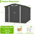 thumbnail image 5 of 10x8FT Outdoor Storage Shed, Segmart Metal Garden Sheds & Outdoor Storage, Large Tool Sheds for Patio, Lawn, Backyard, Weather-Proof, Dark Gray, 5 of 7