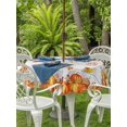 thumbnail image 2 of Outdoor Tablecloth with Umbrella Hole and Zipper, Orange Fall Round Table Cloth 54 Inch Waterproof Tablecloth, Vintage Maple Leaf Pumpkins Thanksgiving Picnic Table Cover for Patio Camping, 2 of 7