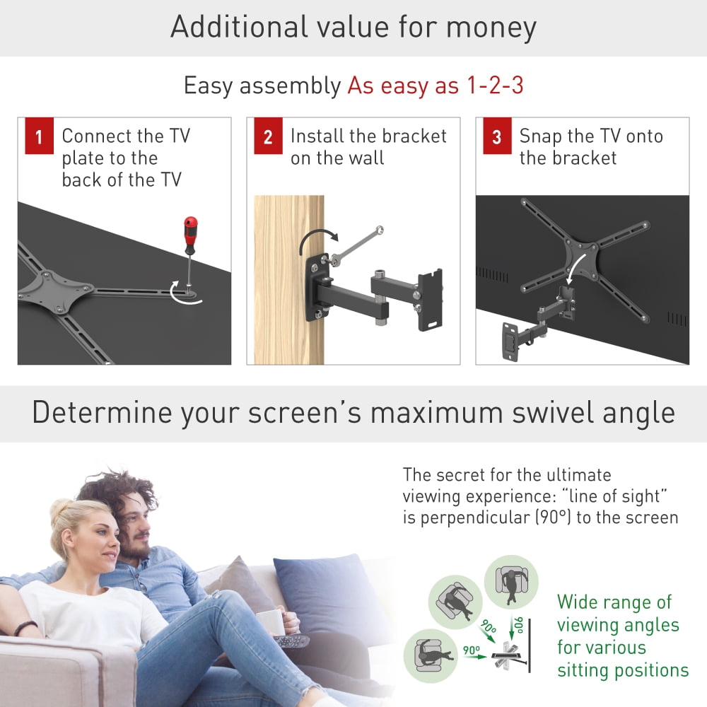 Barkan Full Motion TV Wall Mount 13 - 58 inch 55 lbs Low Profile 5 Year Warranty