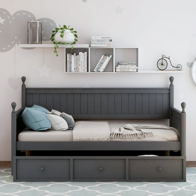 Wood daybed with sale drawers