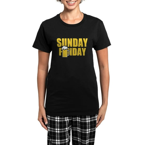 CafePress - Sunday Funday Pajamas - Women's Short Sleeve Print T-Shirt and Pants Dark Cotton Pajama Set