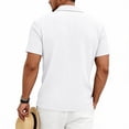 thumbnail image 6 of FRSASU Men's Casual Polo Shirt Summer Short Sleeve Vacation Button Down Beach Knit Stretchy Golf Shirts White, 6 of 7