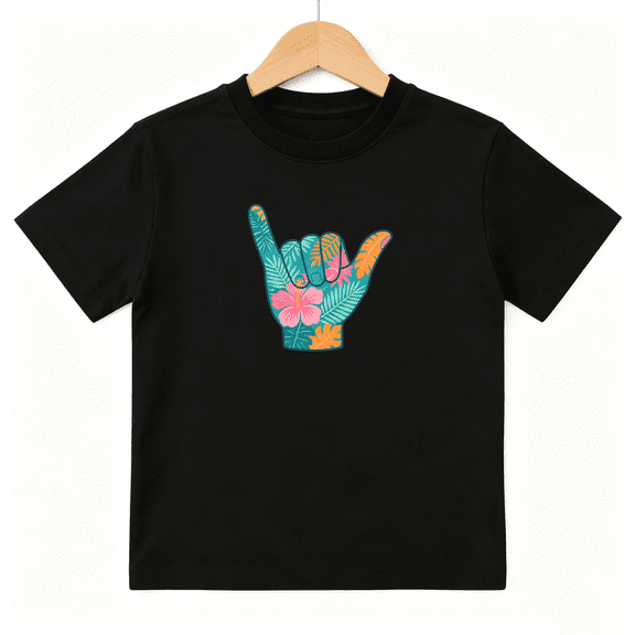 Tropical Shaka Hand Sign Aloha Boys Graphic Tees Hawaiian Beach Kids T-Shirt 100% Cotton Short Sleeve Tops Ages 4-13Y