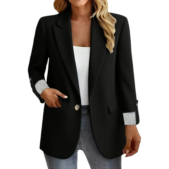 ZJXFGS Blazers for Women Business Casual,Blazer for Women,Women'S Blazer,Womens Jackets Dressy Casual,Women Blazers for Work Casual,Casual Blazer for Women,Summer Blazer Black L