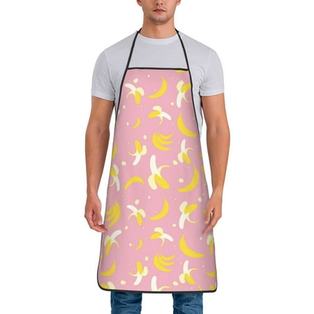 

Chef Aprons for Men and Women - Cute Sweet Banana Pink Oil-Resistant Bib Aprons for Cooking Waterproof BBQ Grilling Kitchen Aprons Gifts for Women and Men