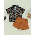 thumbnail image 2 of Genuiskids Toddler Baby Boy Western Outfits 6M 12M 18M 2T 3T 4T Kids Boy Gentleman Outfits Summer Cactus Print Short Sleeve Button Up Shirt Tops Shorts 2Pcs Infant Cowboy Clothes Set, 2 of 9