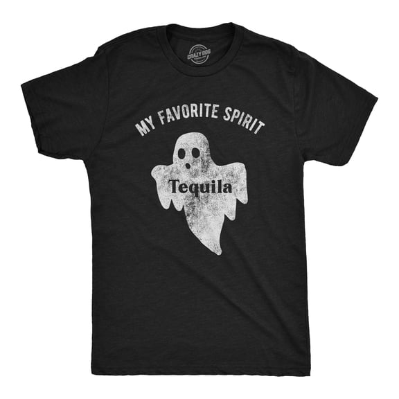 Mens My Favorite Spirit Tequila T Shirt Funny Halloween Ghost Drinking Party Tee Graphic Tees
