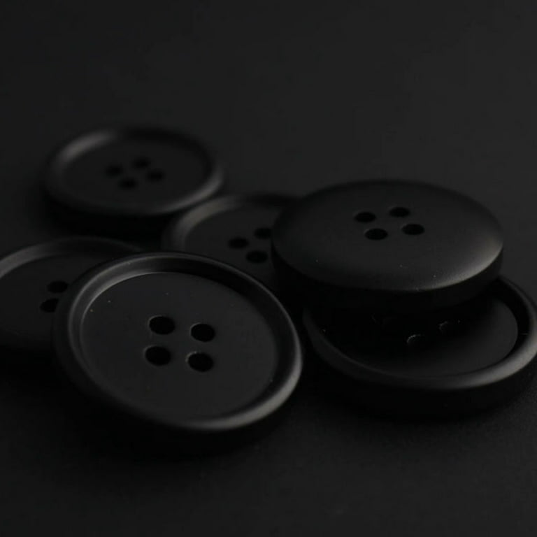 80 PCS Large 3/4 Inch Black Buttons for Sewing Round Resin Black