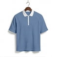 thumbnail image 7 of BVnarty Men's Summer Waffle Knit Raglan Short Sleeve Zip Collar Top Casual Street Outdoor Daily Leisure Fashion Shirt Light Blue XXL, 7 of 7