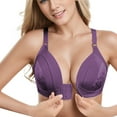 thumbnail image 4 of khonts,Women's Daisy Front Closure Push up Bras Supportive Wireless Full Coverage Bra Comfort Everyday Bralettes Purple 44, 4 of 4