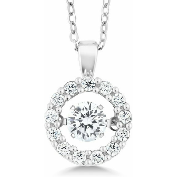 Leander Dancing 925 Sterling Silver White Cubic Zirconia CZ Pendant Necklace For Women With Complimentary 18 Inch Chain