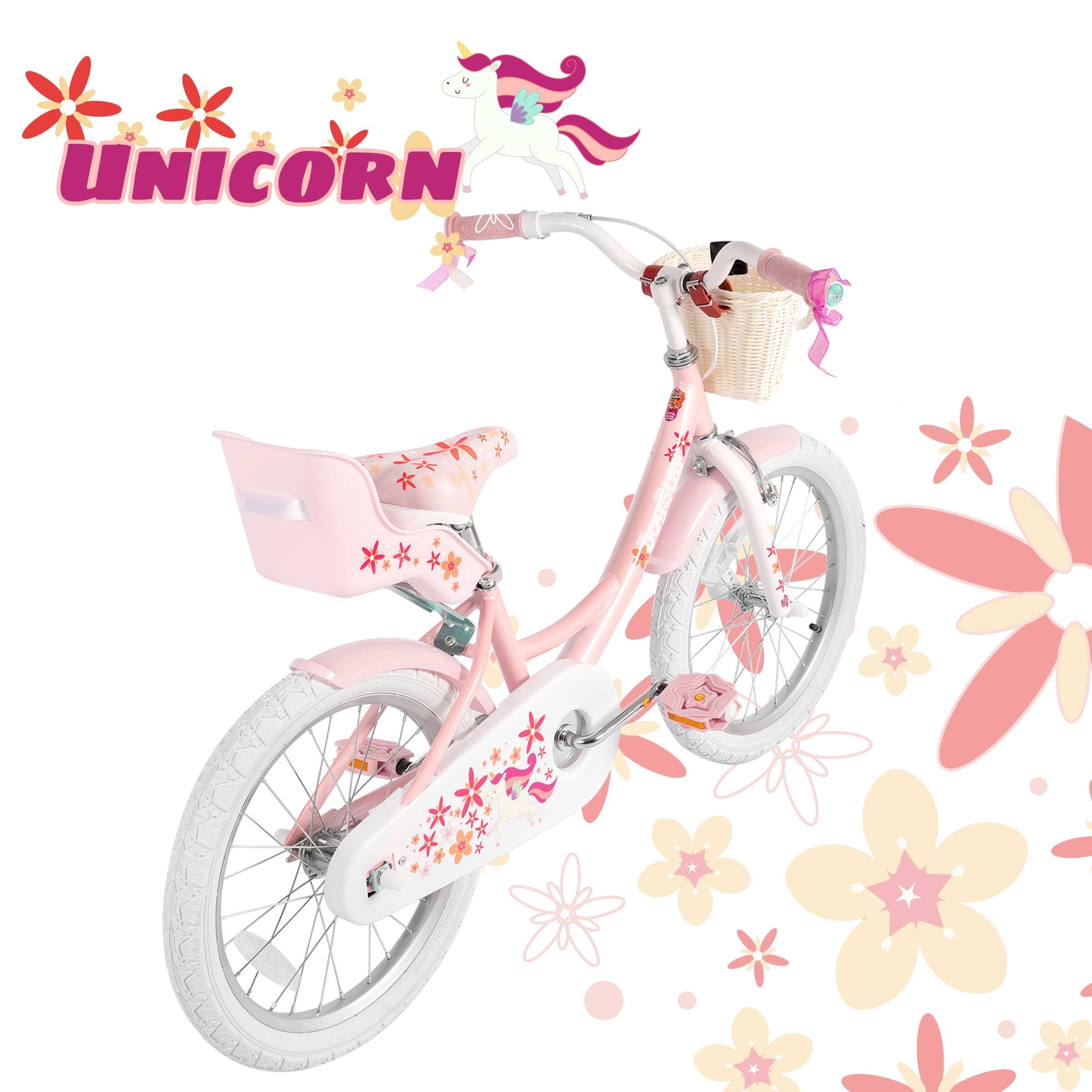 Joystar Unicorn 18inch Girls' Bike, Mint Pink