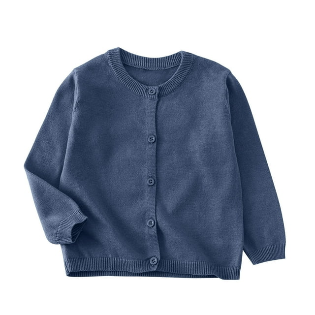 Fmbrln Cardigan pour Filles, Manteau Léger à Boutons, Manches Longues, Col Rond, Tricoté, Automne, pour Enfants 2-10 Ans