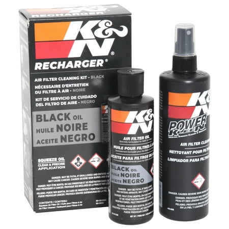 K&N Air Filter Cleaning Kit: Squeeze Bottle Filter Cleaner and Black Oil Kit; Restores Engine Air Filter Performance; Service Kit-99-5050BK