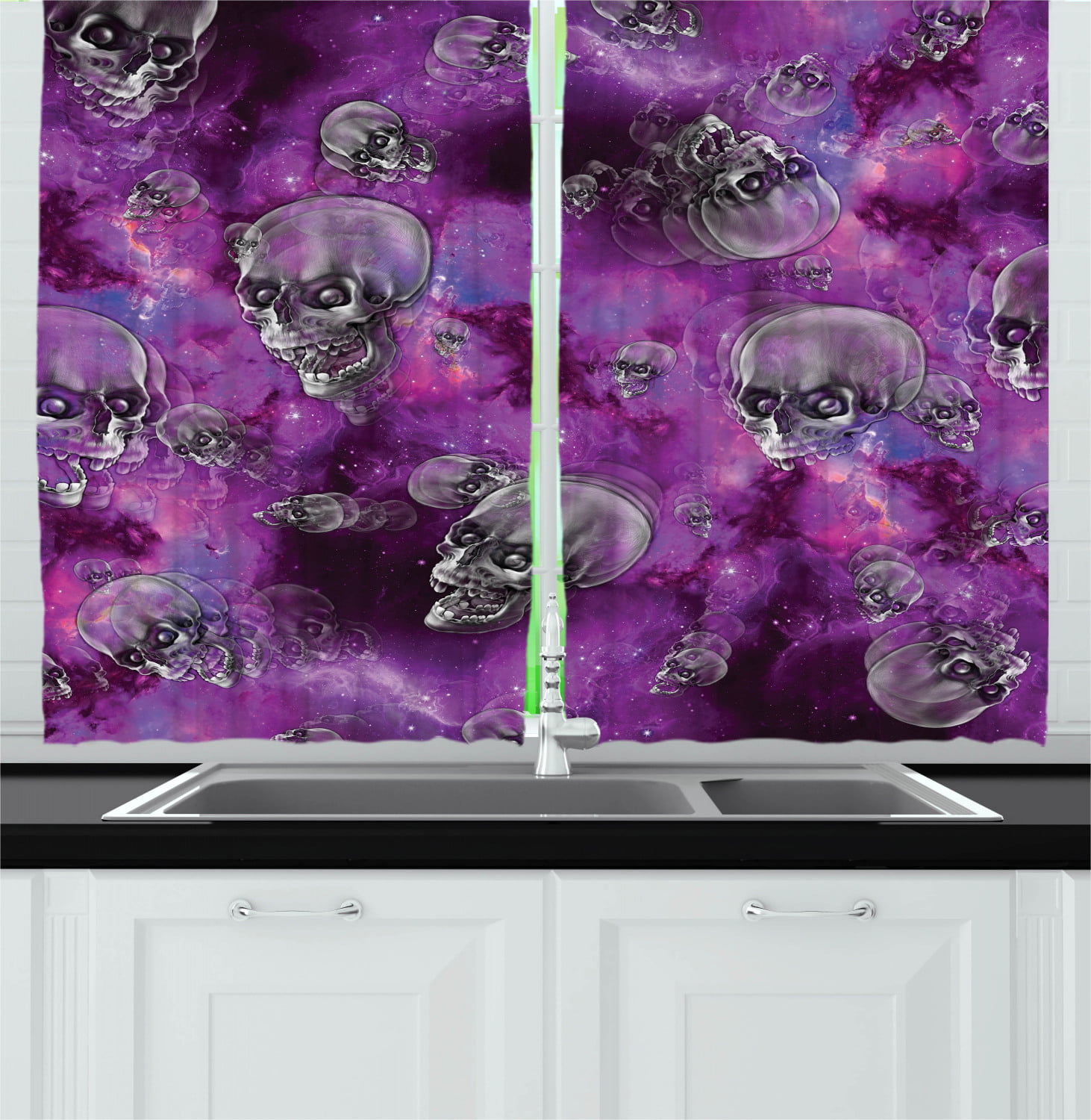 Fear Learning Skull 3D Curtain Blockout Photo Printing Curtains Drape Fabric 
