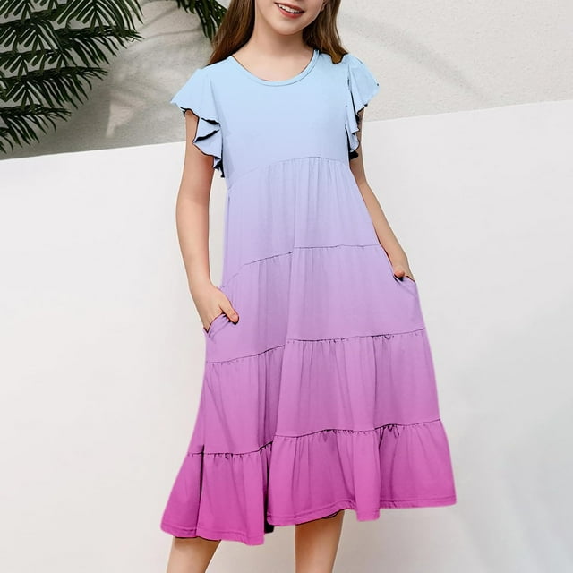 Robes pour Préadolescentes Robe d'Été pour Filles Robe d'Anniversaire Robe Chic pour Filles Vêtements pour Nouveau-Né 10-11 Ans
