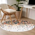 thumbnail image 4 of Abstract Check Texture Round Rugs for Living Room 4ft Orange Green White Check Non Slip Circle Rug Washable Low-Profile Indoor Carpet for Bedroom, Dining Room, Bathroom, 4 of 9